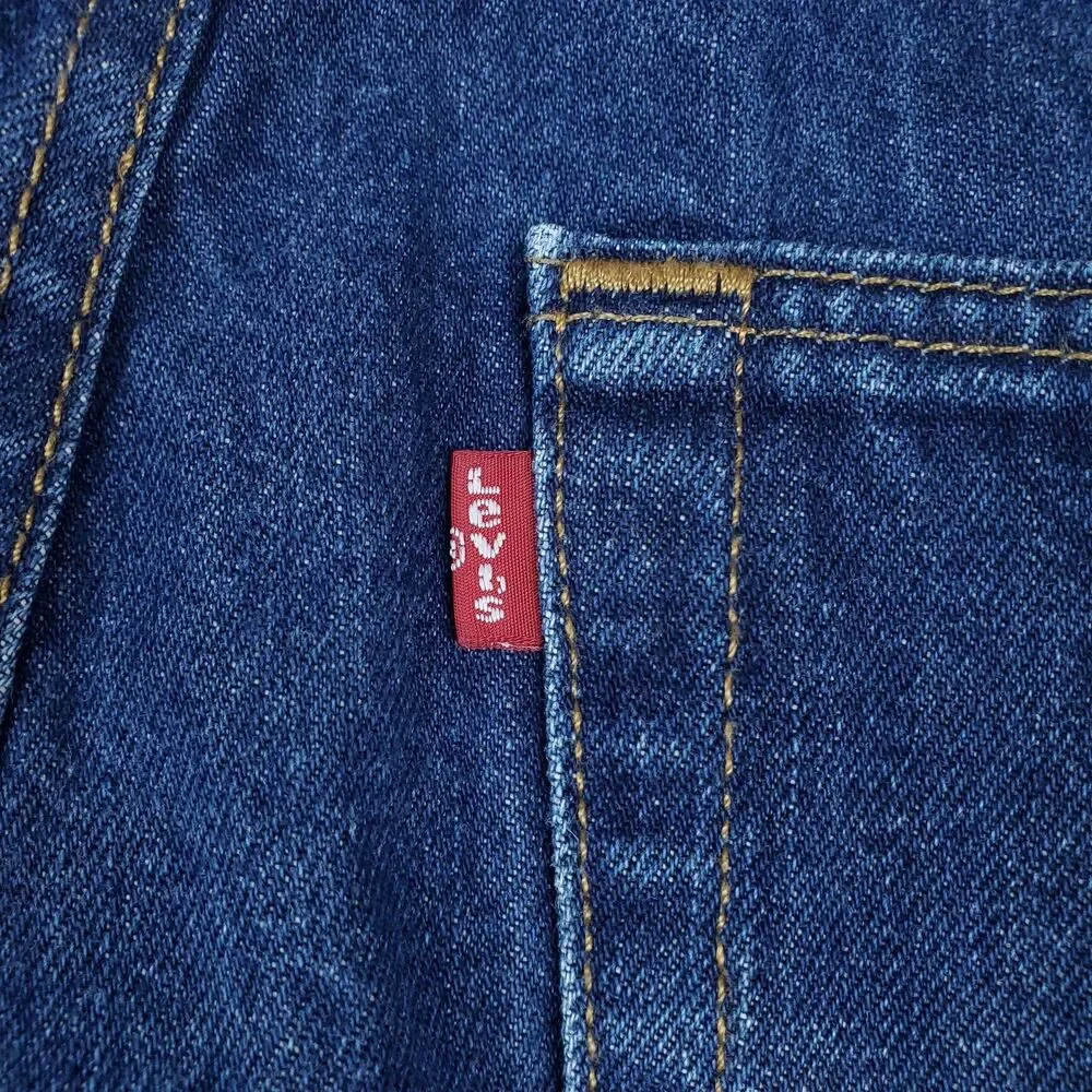 Levis 501 Jeans Mens 35x32 Blue Medium Wash Straight Button Fly Denim Waterless